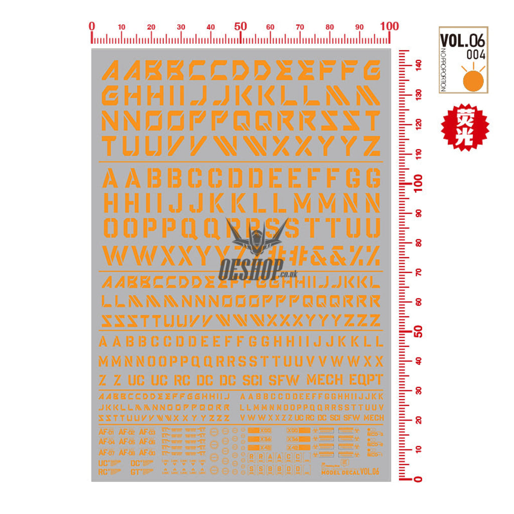 Hobbymio Vol.06 Model Decals English Characters With Uv Options Vol.06/004