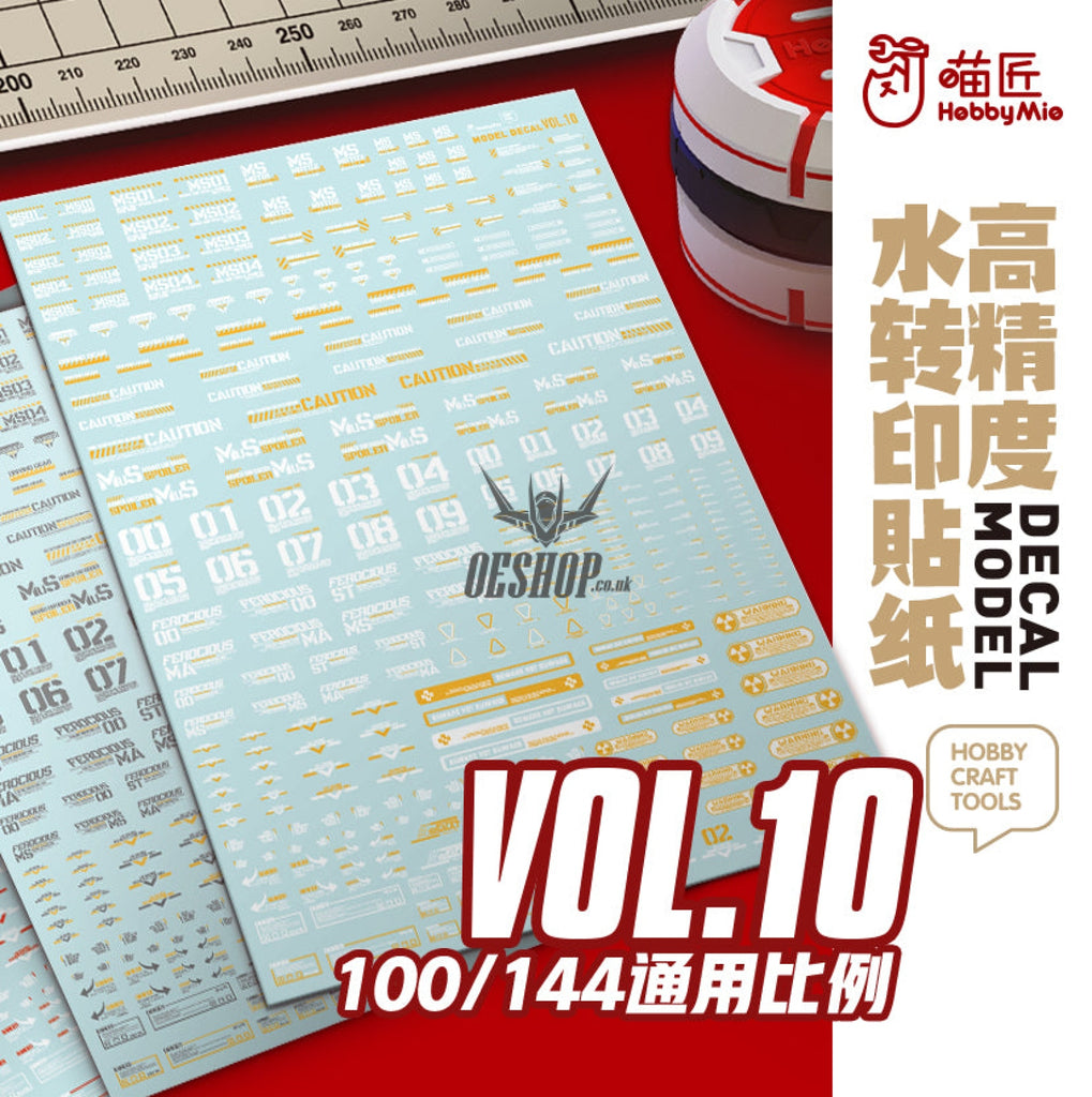 Hobbymio Vol.10 Model Decals Universal For Scale 1/100 & 1/144 Gundam With Uv Options